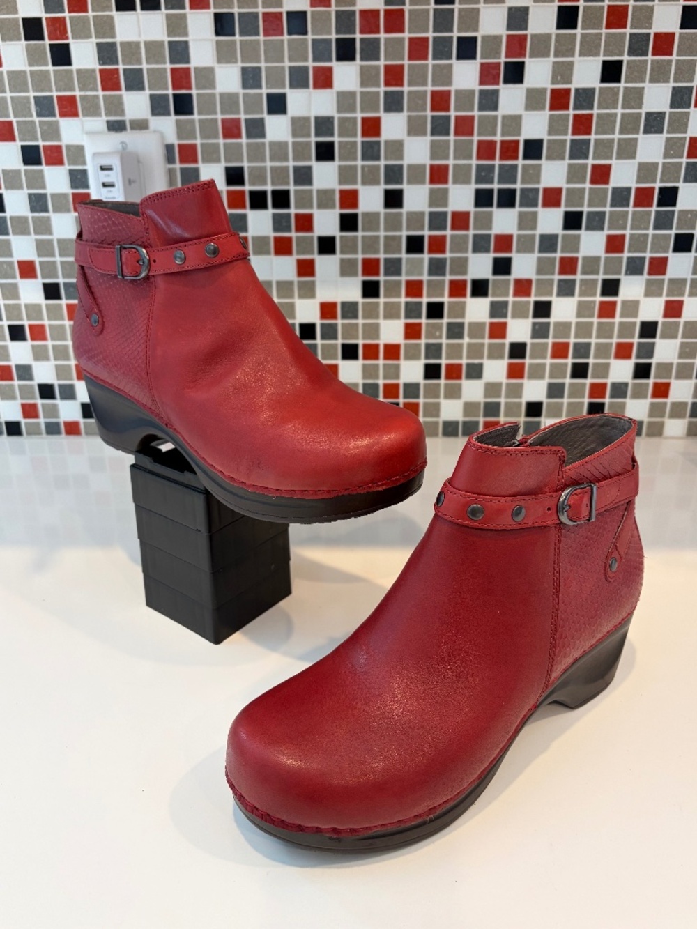 Sanita Danish Dakota Studded Red Ankle Boots - 41 EU (9.5 - 10 US)